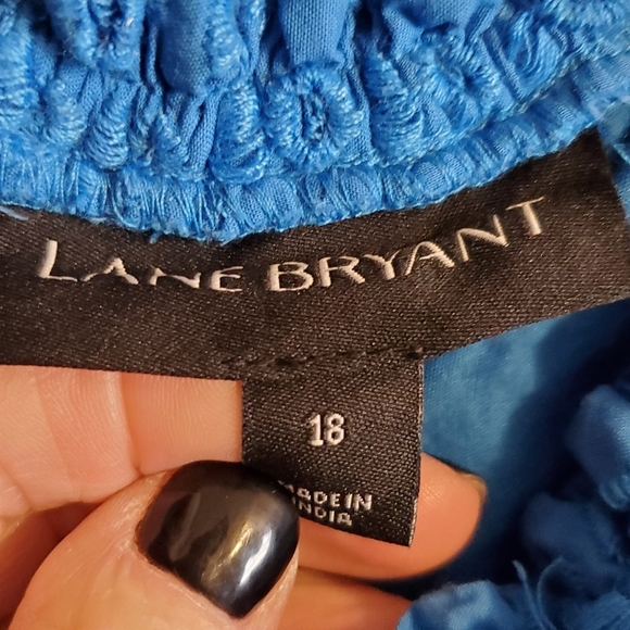 Lane Bryant 18 Blue Eyelet Tiered Maxi Roubd Neck Off Shoulder. Dress - Picture 2 of 8